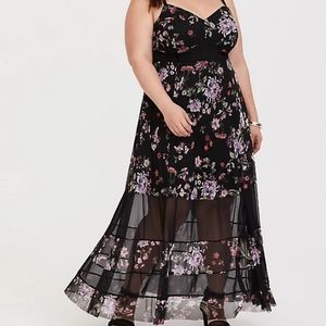 Torrid Floral Mesh Maxi Dress